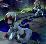  adelbert_steiner black_hair blonde_hair bodysuit breasts final_fantasy final_fantasy_ix garnet_til_alexandros_xvii gloves multiple_boys orange_bodysuit tail white_mage yatuki zidane_tribal 