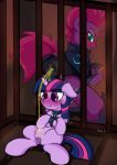  2018 anus blush clothing duo equine eyebrows female friendship_is_magic golden_shower hair horn horse kyokimute_(artist) long_hair looking_back mammal my_little_pony nude omorashi peeing pony pussy scar simple_background smile standing tempest_shadow_(mlp) twilight_sparkle_(mlp) unicorn urine watersports 