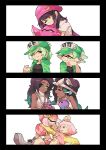  6+girls ;) ;p akanbe aori_(splatoon) beanie black_hair cellphone commentary crown dual_persona english_commentary gradient_hair green_eyes green_hair hat headphones highres hime_(splatoon) hood hoodie hotaru_(splatoon) hug humanization iida_(splatoon) long_hair mole mole_under_eye mole_under_mouth multicolored_hair multiple_girls octarian one_eye_closed phone pink_hair purple_hair school_uniform serafuku shirt sleeveless sleeveless_turtleneck smartphone smile splatoon_(series) splatoon_2 splatoon_2:_octo_expansion squid t-shirt tentacle_hair thick_eyebrows tongue tongue_out turtleneck visor_cap wong_ying_chee yellow_eyes 