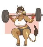  anthro barbell bovine bra cattle clothing crouching exercise female mammal molly_(slightlysimian) muscular muscular_female slightlysimian sports_bra underwear weightlifting workout 
