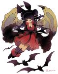  animal_ears bat bat_ears chiva_(wonderworldwood) commentary dragon_wings dress fake_animal_ears fire_emblem fire_emblem:_seima_no_kouseki fire_emblem_heroes full_body fur_trim halloween_costume long_hair mamkute multi-tied_hair myrrh purple_hair simple_background solo twitter_username white_background wings 