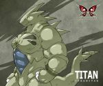  angry blue_skin bulge fist green_skin invalid_tag kokuhane male muscular nintendo pok&eacute;mon pok&eacute;mon_(species) scalie solo spikes tyranitar video_games yellow_eyes 