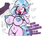  &lt;3 &lt;3_eyes 2018 animal_genitalia animal_penis areola avian big_breasts blush breasts cum dialogue disembodied_penis duo english_text equine_penis erection female female_focus friendship_is_magic heart_nipples hippogryph jrvanesbroek male male/female my_little_pony nipples nude penis silverstream_(mlp) solo solo_focus text 