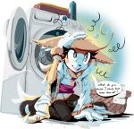  akita alpha_channel animate_inanimate anthro canine clothed clothing dialogue dog doll english_text female goshaag mammal rosa_(villyvalley16) simple_background solo text transparent_background washing_machine 