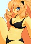  1girl blue_eyes breasts furry lion long_hair orange_hair solo swimsuit unousaya 