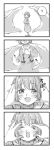  blush bow bowtie comic commentary_request dress hair_flaps hands idolmaster idolmaster_cinderella_girls jacket koshimizu_sachiko monochrome open_mouth running short_hair simple_background smile squishing translation_request yukie_(kusaka_shi) 