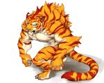  2018 abs anthro biceps captainjohkid digital_media_(artwork) feline fur hi_res male mammal muscular muscular_male nude pecs simple_background stripes tiger 