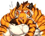  2018 anthro biceps captainjohkid digital_media_(artwork) feline fur hi_res male mammal muscular muscular_male pecs tattoo tiger 