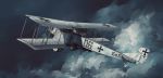  aircraft airplane biplane bomb bomber cloud flying gotha_g.iv gun imperial_german_flying_corps iron_cross machine_gun military military_vehicle no_humans original outdoors sky weapon wheel world_war_i 