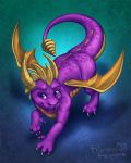  dragon feral horn male princessrei purple_eyes signature smile solo spyro spyro_the_dragon video_games wings 