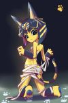  animal_crossing ankha_(animal_crossing) anthro bandage blue_hair butt egyptian feline female fur hair imaza121 looking_down mammal nintendo rear_view solo video_games yellow_fur 