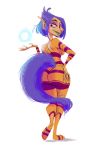  2016 4_fingers big_butt bodysuit breasts butt clothed clothing digital_media_(artwork) fairy female fully_clothed hair half-closed_eyes hand_on_hip hi_res humanoid lipstick looking_at_viewer looking_back ly_the_fairy makeup pointy_ears purple_hair raised_arm rayman_(series) rear_view short_hair side_boob simple_background skimpy skinsuit slb smile solo standing tight_clothing video_games white_background wide_hips 