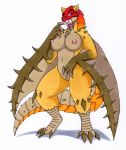  2018 anthro breasts capcom dragon female flying_wyvern fur monster_hunter nipples nude sand_barioth solo tierafoxglove video_games wing_spikes wings wyvern 