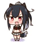  :d animal_ears arms_at_sides azur_lane bangs black_shirt blush bow brown_footwear chibi commentary_request eyebrows_visible_through_hair fake_animal_ears fang full_body hair_between_eyes hana_kazari headgear long_hair midriff motion_lines multicolored_hair navel open_mouth pleated_skirt puffy_short_sleeves puffy_sleeves red_bow red_eyes sailor_collar school_uniform serafuku shigure_(azur_lane) shirt shoes short_sleeves sidelocks skirt smile socks solo standing streaked_hair tail very_long_hair white_background white_hair white_legwear white_sailor_collar white_skirt wolf_ears wolf_girl wolf_tail wristband 