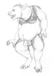  anthro arania balls clothing fangs feet hooves male mammal open_mouth penis pig pointy_ears porcine sketch solo standing torn_clothing transformation 