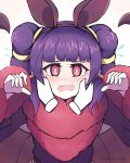  animal_ears bat_ears blush commentary disembodied_limb fake_animal_ears fire_emblem fire_emblem:_seima_no_kouseki fire_emblem_heroes fur_trim halloween_costume hands_on_another's_face long_hair mamkute multi-tied_hair myrrh open_mouth phiphi-au-thon purple_hair red_eyes simple_background solo_focus twintails twitter_username white_background 