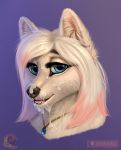  2018 anthro anthrofurry canine conditional_dnp cum delkon digital_media_(artwork) dog female fur furryanthro furrygirl hair looking_at_viewer mammal open_mouth simple_background smile solo white_fur wolf 