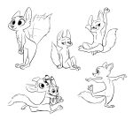  2017 anthro black_and_white blush canine carrying cheek_tuft chest_tuft clasped_hands claws crossed_legs disney duo ear_markings facial_markings featureless_chest featureless_crotch female flat_chested fox fuel_(artist) fur_markings half-closed_eyes head_tuft jack_savage lagomorph male mammal markings monochrome motion_lines multiple_poses nude one_leg_up pose rabbit running simple_background sitting skye_(zootopia) smile standing tailwag toe_claws tuft white_background zootopia 