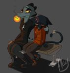  0 anthro bea_(nitw) better_version_at_source cigarette clothing feline female hair half-closed_eyes mae_(nitw) mammal night_in_the_woods red_eyes reptile sad scalie sitting xplaysx 