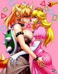  ass_grab asymmetrical_docking black_dress black_nails blonde_hair bowsette breast_press breasts brooch commission crown dress elbow_gloves eye_contact gloves horns jadenkaiba jewelry large_breasts long_hair looking_at_another mario_(series) mini_crown multiple_girls nail_polish new_super_mario_bros._u_deluxe open_mouth pink_background pink_dress pointy_ears princess_peach puffy_short_sleeves puffy_sleeves short_sleeves smile spiked_shell spiked_tail strapless strapless_dress studded_armlet studded_bracelet studded_choker super_crown super_mario_bros. tail teeth turtle_shell wand white_gloves yuri 