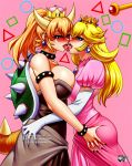  ass_grab asymmetrical_docking black_dress black_nails blonde_hair bowsette breast_press breasts brooch commission crown dress elbow_gloves eye_contact french_kiss gloves horns jadenkaiba jewelry kiss large_breasts long_hair looking_at_another mario_(series) mini_crown multiple_girls nail_polish new_super_mario_bros._u_deluxe pink_background pink_dress pointy_ears princess_peach puffy_short_sleeves puffy_sleeves short_sleeves spiked_shell spiked_tail strapless strapless_dress studded_armlet studded_bracelet studded_choker super_crown super_mario_bros. tail tongue tongue_out turtle_shell wand white_gloves yuri 