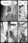  anthro barefoot black_and_white borba canine clothed clothing comic disney female fox judy_hopps lagomorph male mammal monochrome necktie nick_wilde pain rabbit sound_effects speech_bubble text zootopia 