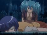  2girls aqua_hair blue_hair blush hand_under_clothes hand_under_skirt ikkitousen lying multiple_girls panties patch rubbing ryofu_housen ryomou_shimei skirt twintails under_skirt underwear yuri 