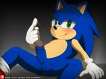  anthro balls blue_fur blush clothing erection finger_lick footwear fur gloves gradient_background green_eyes grey_background hedgehog hi_res humanoid_penis licking male mammal patreon penis precum presenting presenting_penis quills saliva saliva_string shoes simple_background smile solo sonic_(series) sonic_the_hedgehog spread_legs spreading tongue tongue_out url winick-lim 