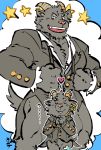  &lt;3 41raco bottomless butler caprine chibi clothed clothing fantasizing featureless_crotch goat male mammal muscular muscular_male necktie salomonkun suit tokyo_afterschool_summoners 