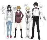  2boys 2girls artist_request black_eyes black_hair blonde_hair brown_hair formal genderswap genderswap_(ftm) genderswap_(mtf) kakine_teitoku measure_heart multiple_boys multiple_girls pants short_hair skirt suit to_aru_kagaku_no_railgun to_aru_majutsu_no_index yobou_banka yumiya_rakko 