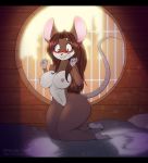  anthro big_breasts big_ears blush breasts brown_fur buckteeth dracojeff female fur hair long_hair mammal mouse nude post_transformation rodent solo teeth thick_thighs transformation wide_hips 