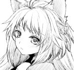  ahoge animal_ears atalanta_(fate) boudica9022 braid cat_ears commentary_request eyebrows_visible_through_hair fate/apocrypha fate_(series) french_braid greyscale long_hair monochrome portrait solo 