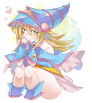  1girl ass blonde_hair boots breasts cape curvy dark_magician female hat huge_ass large_breasts long_hair magical_girl misaka_(missa) shiny shiny_skin siting skirt smile thick_thighs thighs wizard_hat yu-gi-oh! yuu-gi-ou yuu-gi-ou_duel_monsters 