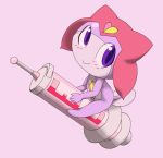  &lt;3 blush hat headwear looking_at_viewer pasaran pink_background purple_eyes sgt.frog simple_background solo syringe 