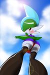  bulge butt clothed clothing crossdressing gallade humanoid low-angle_view male nintendo pasaran pok&eacute;mon pok&eacute;mon_(species) red_eyes solo video_games worm&#039;s-eye_view 