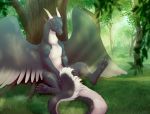  azura_(loneguardian) bitemylip dragon eastern female floof fur furred_dragon grass hi_res solo tree western wings 
