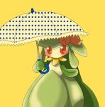  blush female nintendo pasaran pok&eacute;mon simple_background solo umbrella video_games yellow_background 