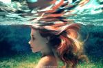  close long_hair original red_hair topless underwater water watermark wenqing_yan_(yuumei_art) 