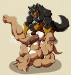  2018 4_toes 5_fingers abs anal anal_penetration anthro anthro_on_anthro balls beauceron biceps big_balls big_penis black_fur black_hair black_nose black_sclera body_hair brown_eyes brown_fur brown_skin canine chest_hair claws cum cum_drip digitigrade dog doggieo doggieo_(character) dripping drooling duo erection eyes_closed fur gloves_(marking) grin hair humanoid_penis looking_down male male/male mammal markings multicolored_fur multicolored_hair muscular muscular_male muscular_thighs nude pawpads paws pecs penetration penis precum saliva sharp_teeth simple_background size_difference small_dom_big_sub smile socks_(marking) tan_fur tan_skin teeth thick_penis toes two_tone_fur two_tone_hair underwere_(doggieo) upside_down vein were weredog 
