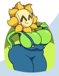  anthro big_breasts big_butt breasts butt clothed clothing dewy-eyedboy female nintendo pok&eacute;mon pok&eacute;mon_(species) simple_background sunflora video_games 