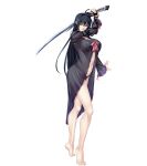  1girl annerose_vajra black_hair breasts erect_nipples full_body kagami_hirotaka katana koutetsu_no_majo_annerose koutetsu_no_majo_anneroze large_breasts legs lilith-soft long_hair looking_at_viewer sideboob smile solo standing sword weapon yellow_eyes 