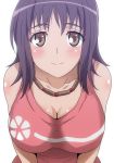  1girl artist_request bare_shoulders blush breasts brown_eyes cleavage itsuwa jewelry large_breasts looking_at_viewer necklace purple_hair smile solo to_aru_majutsu_no_index upper_body 
