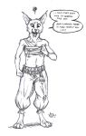  0laffson 2017 4_toes 5_fingers anthro barefoot caracal feline female flat_chested mammal midriff navel solo toes traditional_media_(artwork) 