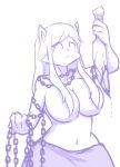  2018 4_fingers anthro big_breasts bladed_weapon blood breasts catherine_(hayakain) convenient_censorship dagger feline female hair hayakain long_hair mammal melee_weapon monochrome navel purple_and_white sketch solo weapon 