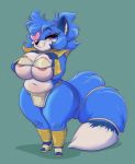  &lt;3 2018 absurd_res anthro areola belly big_breasts big_butt biped black_nose blue_fur blue_hair blush breasts butt canine clothed clothing deep_navel digital_media_(artwork) eye_patch eyelashes eyewear female footwear fox fur hair hi_res high_heels huge_breasts joelasko lazuli_(doggod.va) looking_at_viewer mammal navel nintendo shoes short_hair simple_background slightly_chubby smile solo standing star_fox tailband thick_thighs toes video_games white_fur wide_hips 