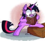  2018 book coffin cutie_mark english_text equine female feral friendship_is_magic hair horn mammal my_little_pony reading smile solo text twilight_sparkle_(mlp) unicorn unicorn_horn vdru7 