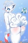  &lt;3 alolan_vulpix ambiguous_gender anthro black_nose blood blush burgerkiss candy candy_cane canine cheek_tuft duo ear_tuft eeveelution eyelashes female female_focus food fur glaceon looking_at_viewer looking_back male male/female mammal nintendo nosebleed nude open_mouth pok&eacute;mon pok&eacute;mon_(species) pussy rear_view regional_variant signature simple_background snowflake solo_focus standing symbol_shaped_pupils tuft unusual_pupils video_games 
