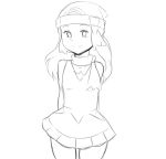  1girl creatures_(company) female game_freak hikari_(pokemon) long_hair monochrome nintendo pokemon pokemon_(game) pokemon_dppt reach025 smile solo standing 