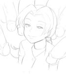  1boy 1girl creatures_(company) female game_freak hanako_(pokemon) hetero long_hair monochrome multiple_boys naughty_face nintendo penis pokemon pokemon_(anime) pokemon_(classic_anime) ponytail reach025 sketch 