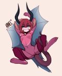  2018 anthro blue_eyes breasts demon female hair horn kanel looking_at_viewer navel nude pussy red_hair short_hair simple_background solo wings 